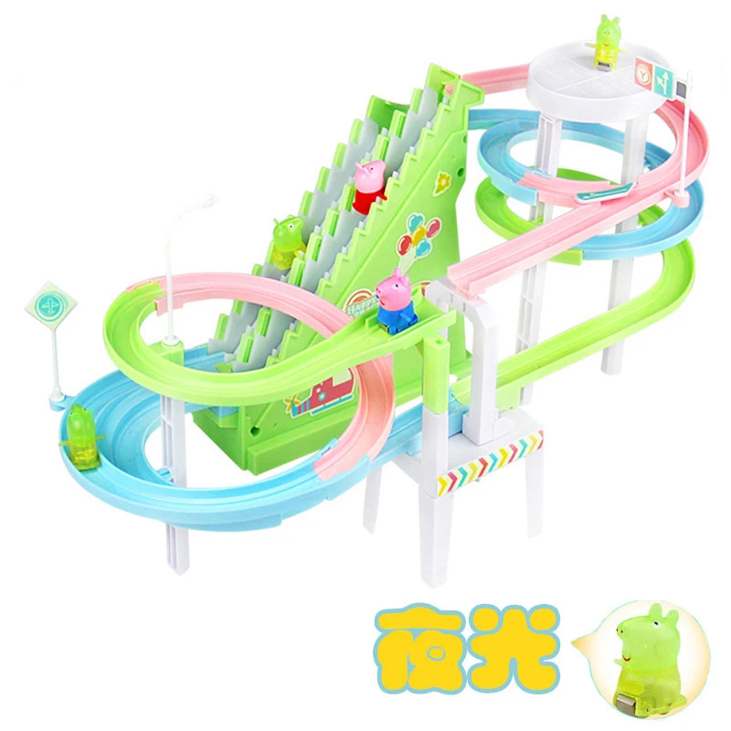 Electric Duck Climbing Stair Track Toy Fun Electronic Music Light Roller Coaster Slide Climbing Stair Toy For Kids Birthday Gift 3