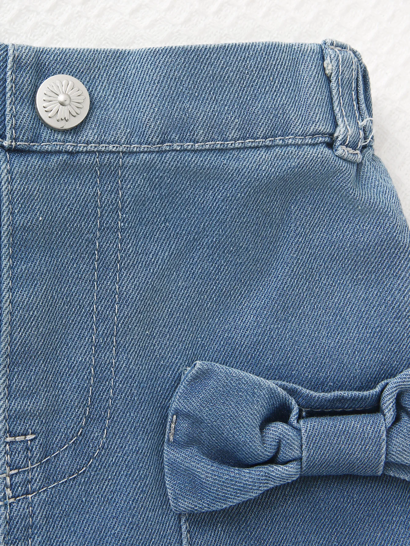 New kids girls cute style denim shorts with bow tie