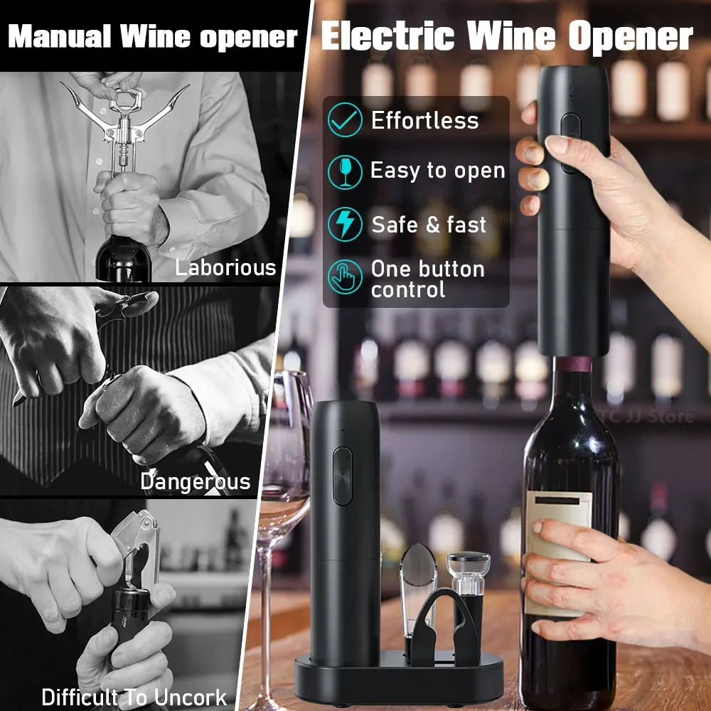 Electric Gun Wine Corkscrew Bottle Opener - Rechargeable Holster