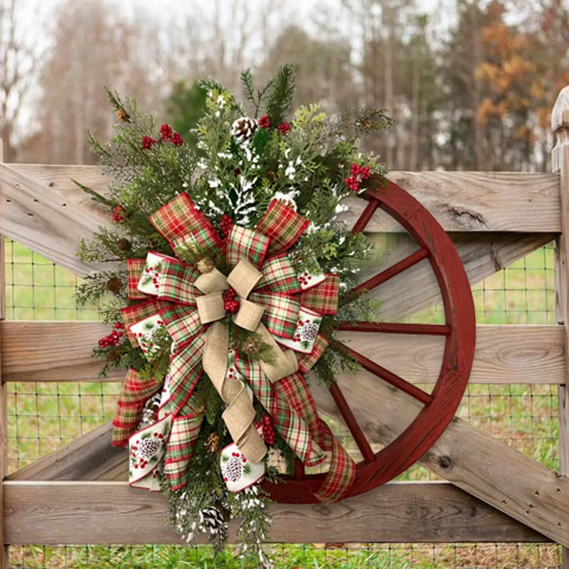 

Christmas decoration door hanging wooden roulette wheel garland Christmas pine cone garland Christmas decoration