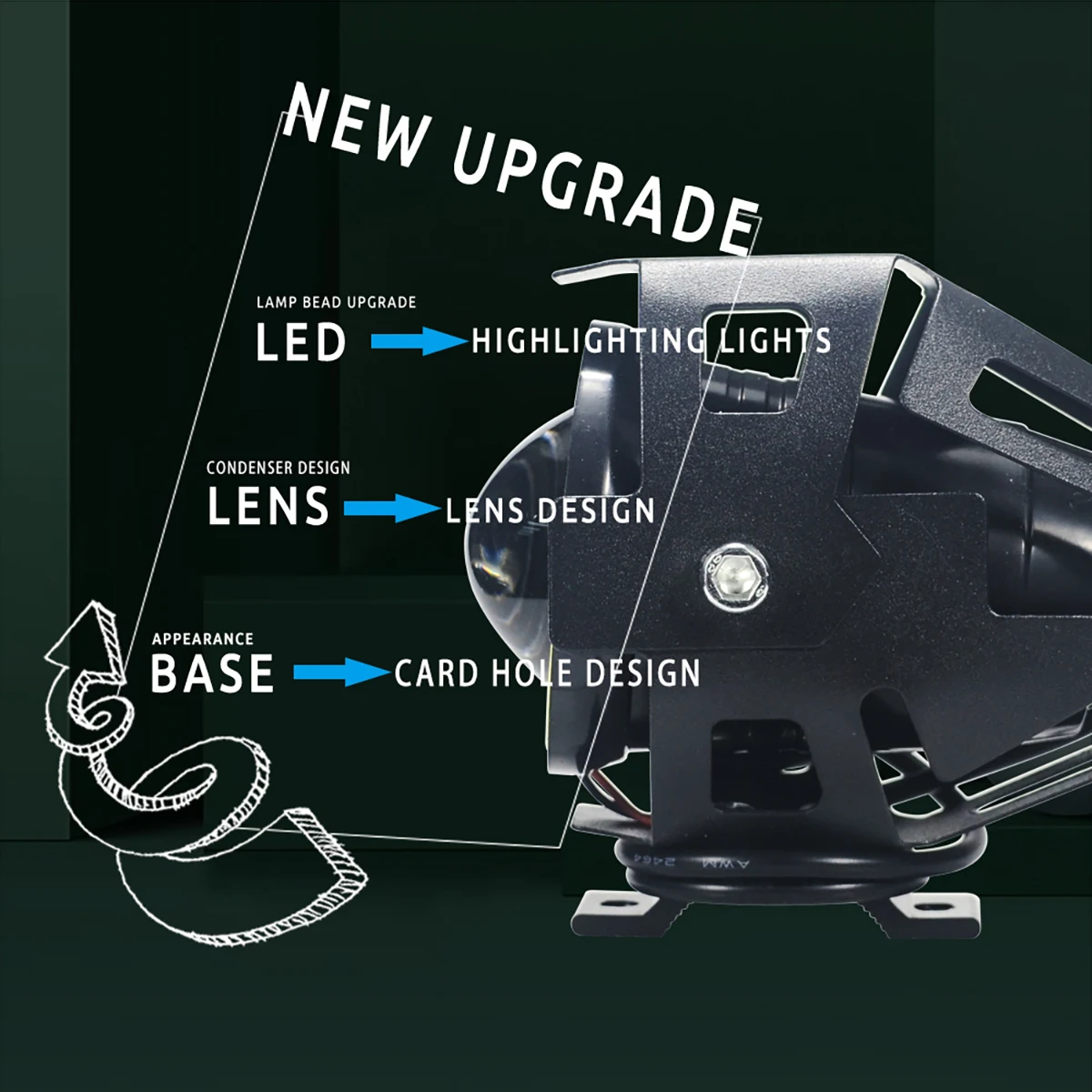 125W LED Motorcycle Headlight Universal 1200LM Angel Eyes U7 Mini Motorcycle Spotlights Bicycle Lamp Accessories