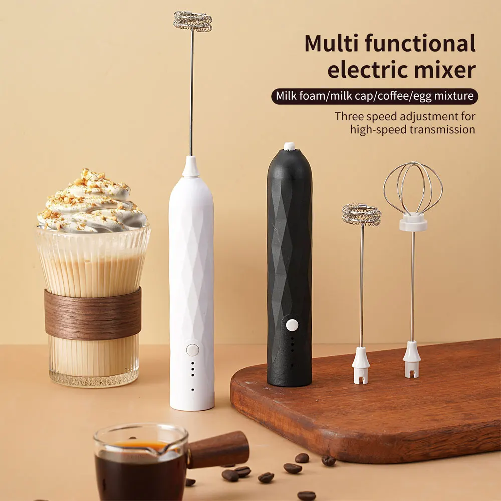 Electric Milk Frother Mini Handheld Wireless Powerful Type-C Rechargeable Convenience Coffee Milk Whipping Kitchen Whisks
