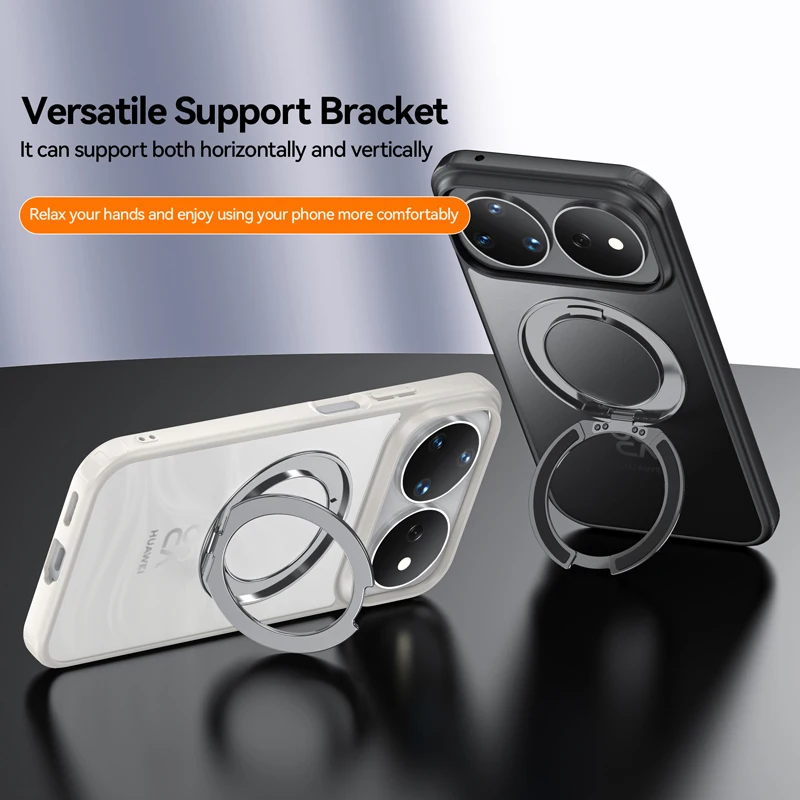 ELVEV Magnetic Ultra-Thin Matte Anti-Fingerprint Phone Case with Rotatable Ring Holder
