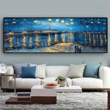 Famous Painting Starry Night By Van Gogh Poster Prints Natural Landscape Canvas Painting Wall Art For Living Room Home Decor 1