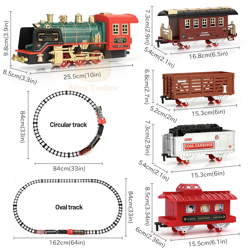 Remote Control Track Train Car Classical Simulation Water Steam Electric Railway Set Christmas Gift Educational Toy For Children 6
