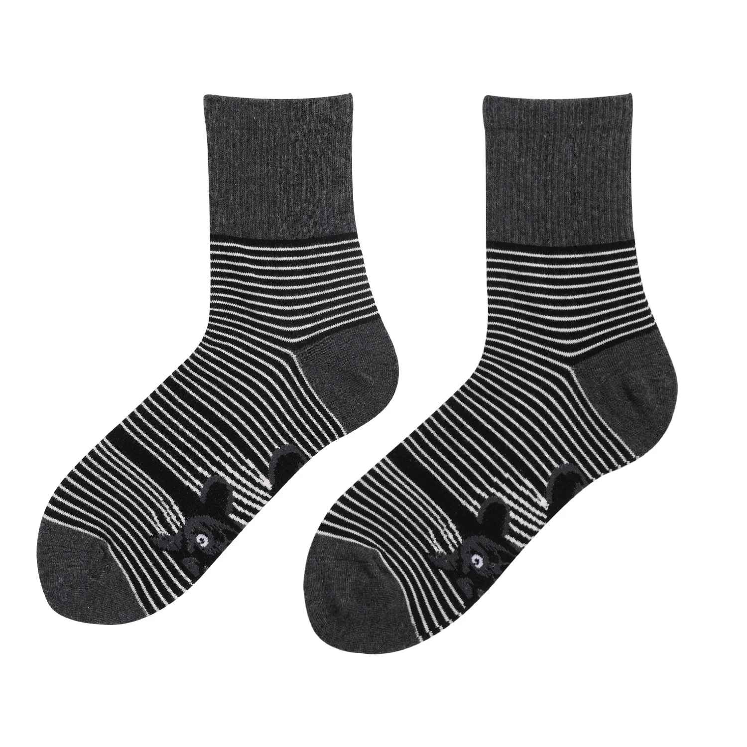 3 Pairs The New Men's Socks Black and White Striped Animal Cat Print Plus Size Men and Women In The Tube Socks Funny Socks