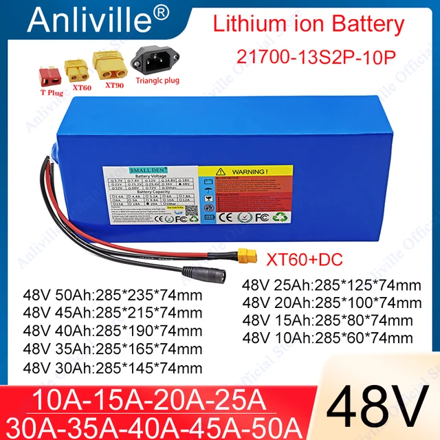 Nouveau 21700 48V 10Ah 15Ah 20Ah 25Ah 30Ah 35Ah 40Ah 45Ah 50Ah batterie au Lithium 750-2500W haute puissance pour e-deux roues/tricycle 1
