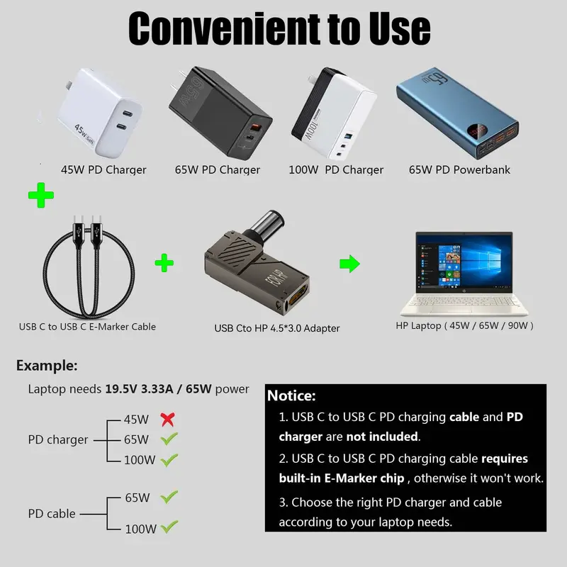 PD100W Type-C to DC Plug Converter USB C to DC Laptop Charging Adapter Power Charger Connector Tip for Lenovo Thinkplus HP DELL - Image 5