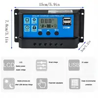 Contrôleur de Charge de panneau solaire 12V 24V MPPT PWM 10A 20A 30A, régulateur de chargeur de batterie automobile, sortie USB 5V Max PV 50V DC 5