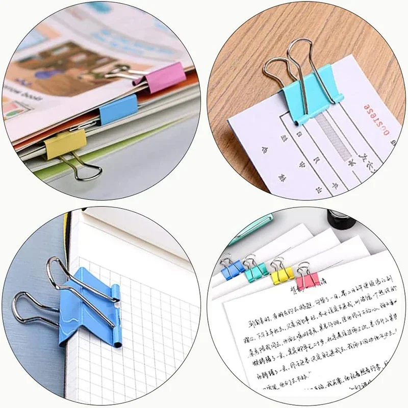 5-30Pcs Metal Binder Clips Colorful File Paper Clip 15/19/25/32/41/51mm Used for Books Stationery Clip School Office Supplies binder clips paper clips metal clamp clips book clips