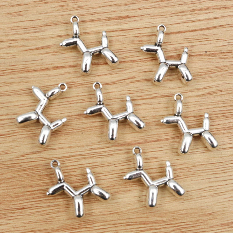 20pcs 19x19mm 골동품 실버 도금 3D 개 Chrams 금속 합금 펜던트 DIY 매력 DIY 쥬얼리 만들기 결과