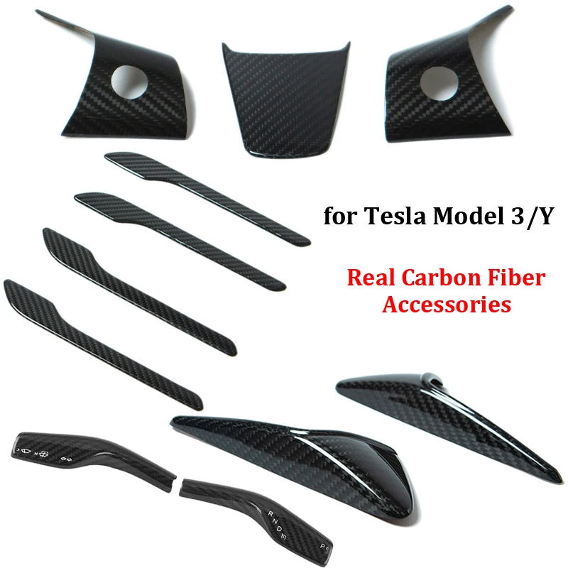 Real Carbon Fiber Car Accessories For Tesla Model 3 Y 2023 Side Camera