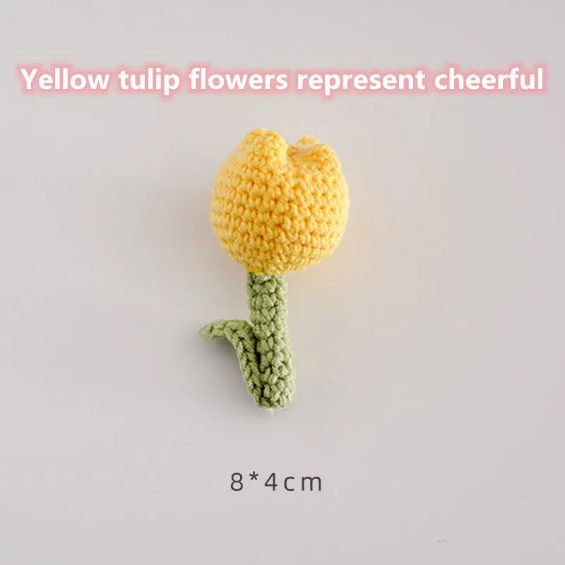 6pcs/Hand Crocheted beautiful tulip flower backpack pendant, key rope, brooch, gift decoration, blessing, various colors