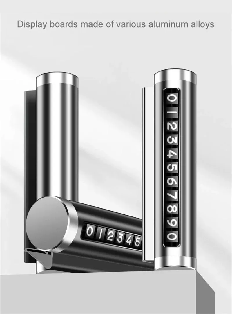 Car Parking Card Universal Metal Rotate Phone Number Plate