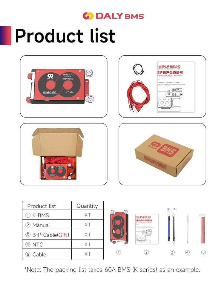 Lithium Battery Balancer DALY Li-ion BMS 17S 60V 20S 72V And 20S 60V 24S 72V LiFePO4 BMS 40A 60A 100A Including Balance Function NTC Sensors Waterproof