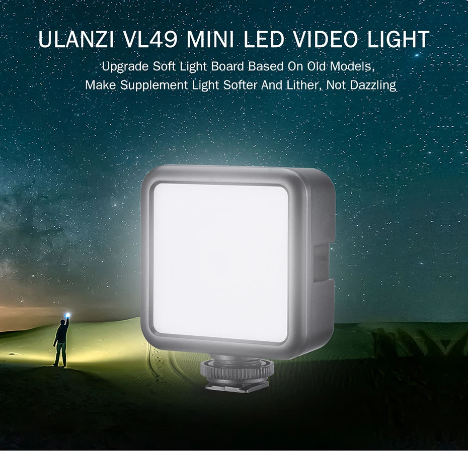 VL49 Mini LED Video Light 2000mAh CRI 95+ 5500K Portable Photography Vlogger Fil