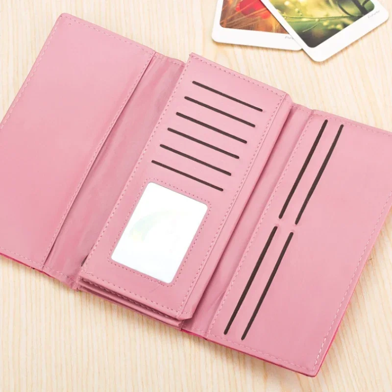 Fashion Faux Suede Long Female Wallet Matte Leather Lady Purse Coin Purse Key Storage Money Change Pouch Card Holder Clips Bag