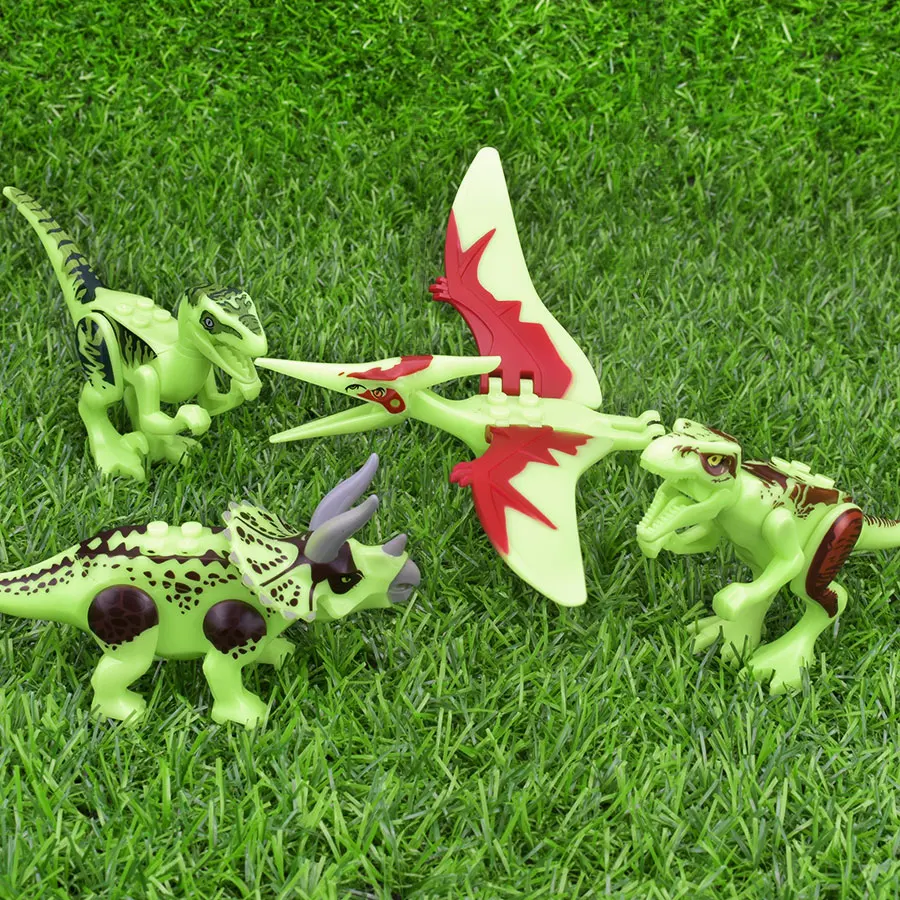 Luminous Dinosaur Toys for Children Jurassic Tyrannosaurus Glow in the Dark Building Blocks Educational Toy Gift Home Decoration