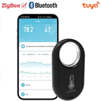 Tuya Smart Zigbee Hanging Temperature Humidity Sensor Removeable Smart Life Thermometer Detector Alexa Google Home Voice Control 1