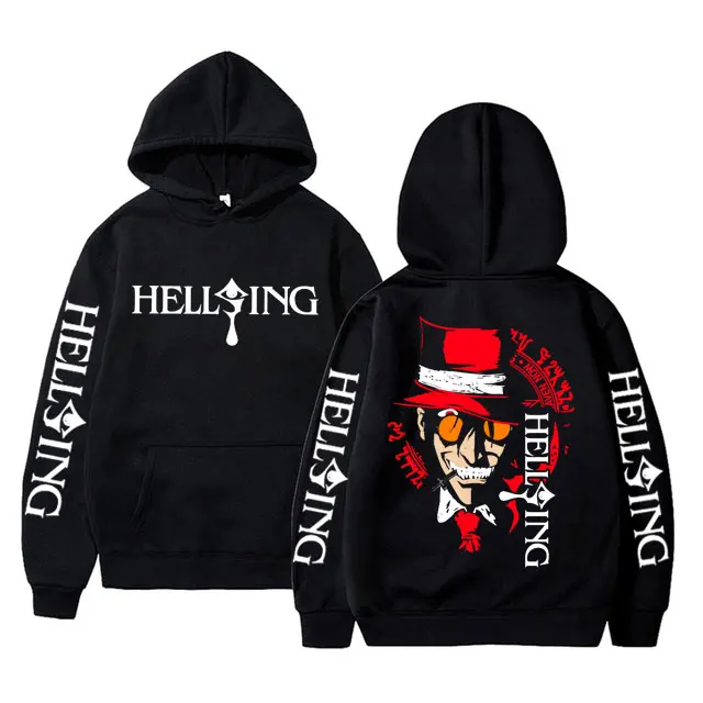 

Anime Hellsing Ultimate Alucard Vampire Horror Graphic Hoodie Men Women Manga Vintage Hoodies Male Casual Oversized Sweatshirt