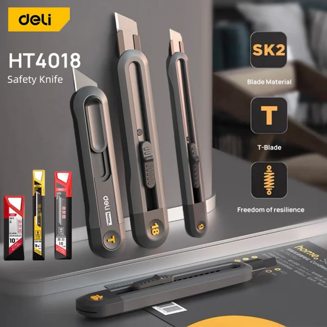 Deli SK2 Blade 3 Styles Art Knife Set Self-locking Small Portable Unboxing Tool Knife Wallpaper Knife Office Supplies Stationery 1