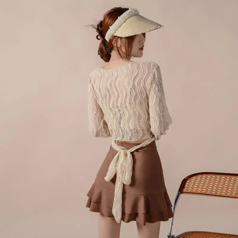 

Sexy Monokini Beachwear Women Korean Swimwear Three Piece Swimwear Women Swimwear Lace Swimsuit High Quality Bathing Suit