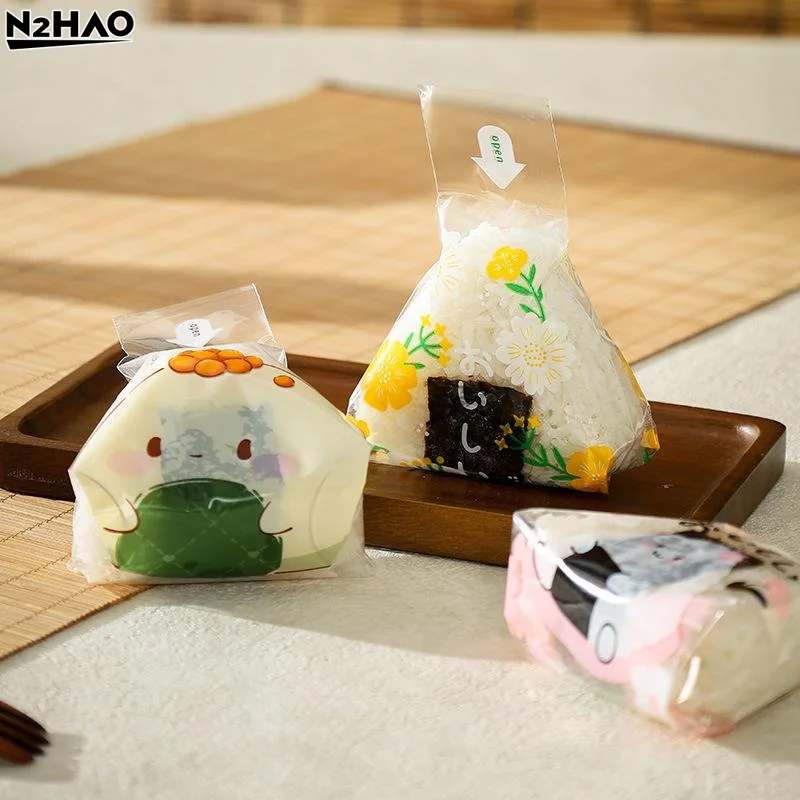 100Pcs 스시 가방 사랑스러운 일본식 삼각형 쌀 공 일회용 포장 가방 스시 만들기 금형 도시락 액세서리