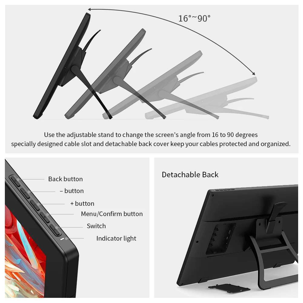 XPPen Artist 24 QHD Graphic Tablet Monitor 2K Resolution 23.8 inch Pen Drawing Display Support 60 Degrees Tilt for Windows Mac 6