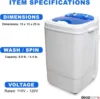 Home Portable Washing Machine for Apartments, Dorms, and Tiny Homes with 8.8 lb Capacity, 250W Power, Wash and Low Agitatio 6