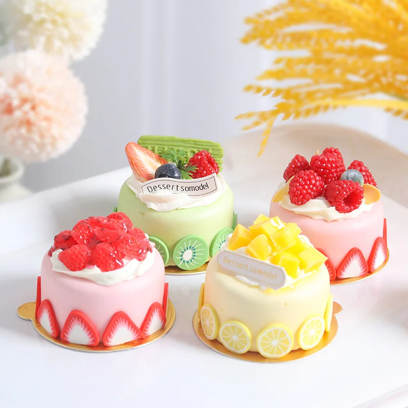

8pcs Realistic Round Fruit Cake Model Simulation Cake Artificial Bread Cake Home Decoration Display Wedding Sweet Decortion