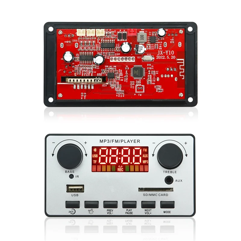 Bluetooth-Compatible5.0 자동차 FM 라디오 모듈, 앰프 베이스 MP3 플레이어 디코더 보드, 지지대 FM TF USB AUX, 2x40W, 80W