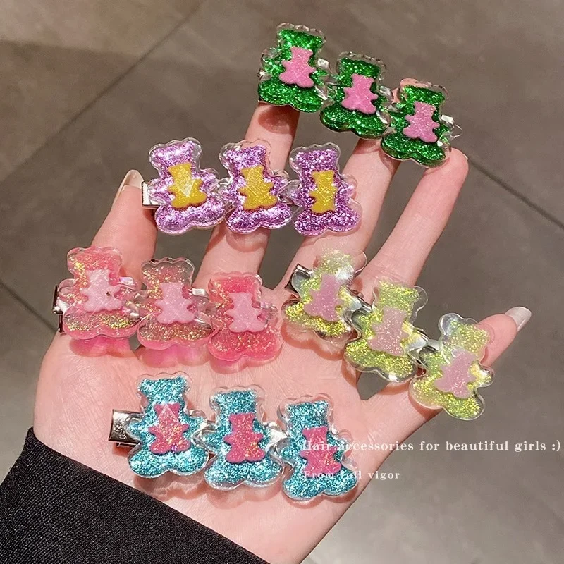 Korean Y2K Hairpin Shiny Cute Bear Hair Clip 2023 Japanese New Charm Trendy Alligator Clip Headdress Hair Accessories for Women