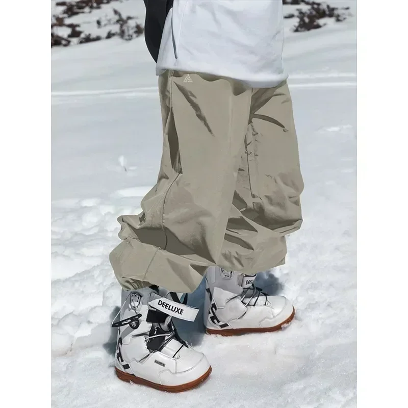 Fashion Single Board Ski Pants Casual Track High Waist Wide Pants Waterproof Wear Resistant Professional Double Board Ski Pants 4