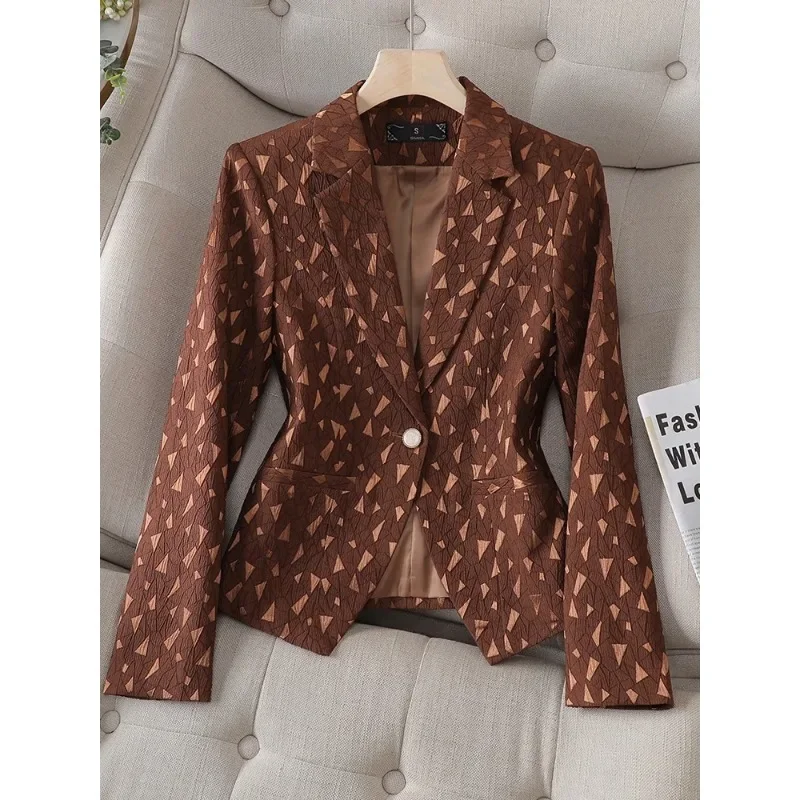 

Long Sleeve Women Blazer Black Coffee White Plaid Female Business Work Wear Slim Formal Ladies Jacket For Spring Autumn