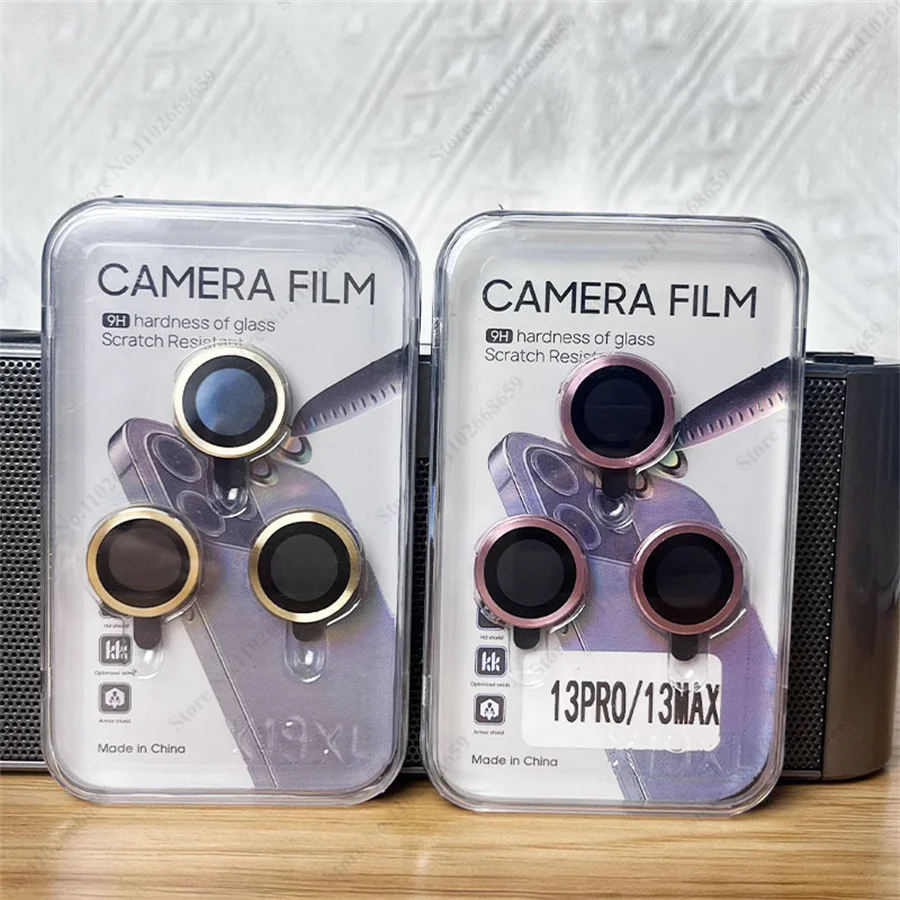 100Pcs Lens Metal Ring Protector Glass Per Iphone 12 13 14 Pro Max Camera Len Protect On Iphone Camera Protector Film Con Scatola