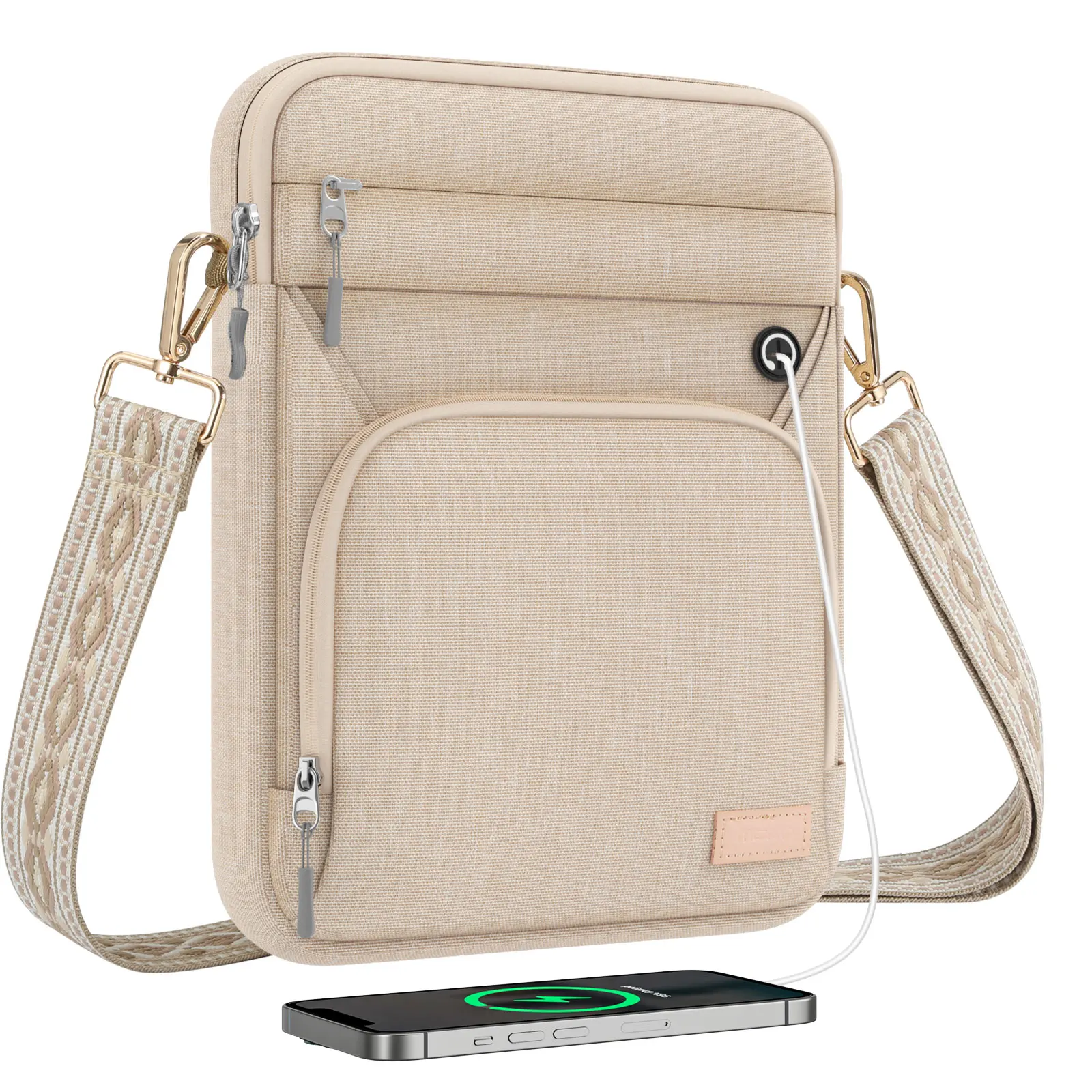 Versatile Tablet Sleeve Bag with Shoulder Strap and Headphone Port, Fits 9-11 Inch Devices