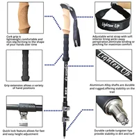 2pcs Climbing Stick 290g Aluminum Alloy Trekking Poles Walking Stick 등산스틱 Collapsible Telescopic Sticks Light with Storage Bag 2