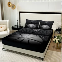 3PC Basketball Court Bed Sheet, Fitted Sheet*1+Pillowcases*2, Suitable For Bedrooms And Guest Rooms, Comfortable And Soft Fabric 2