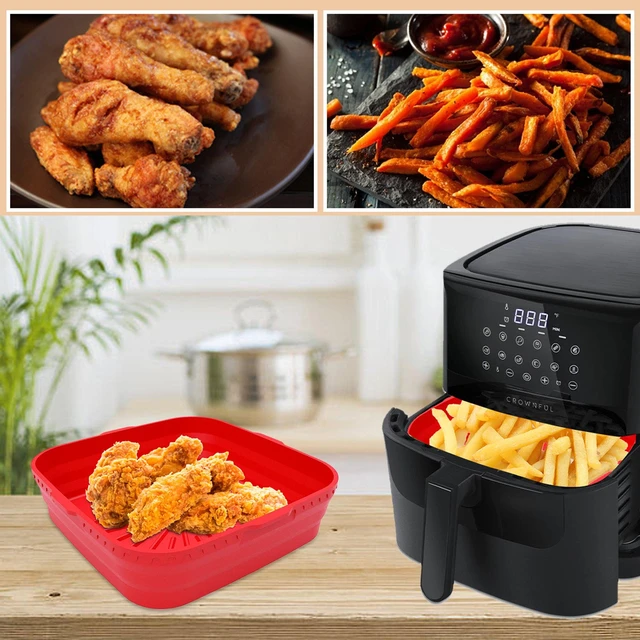 Silicone Air Fryer Liners, Upgrade Foldable Rectangular Air Fryer