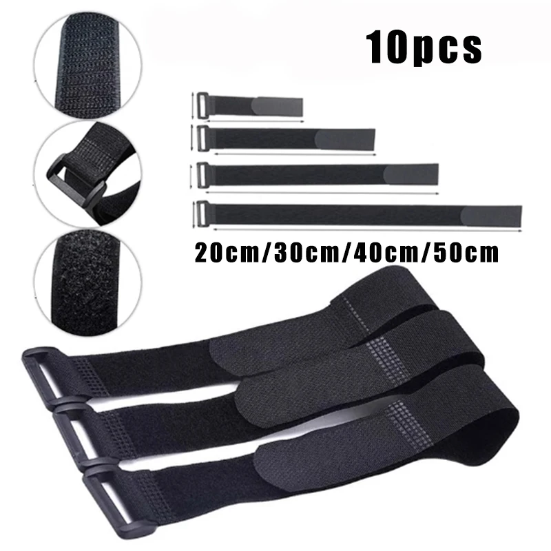 

10pcs Reusable Bike Wheel Strap Nylon Hook & Loop Cable Ties Durable Multil Purpose Self-adhesive Fastening Cable Straps 2.5x30