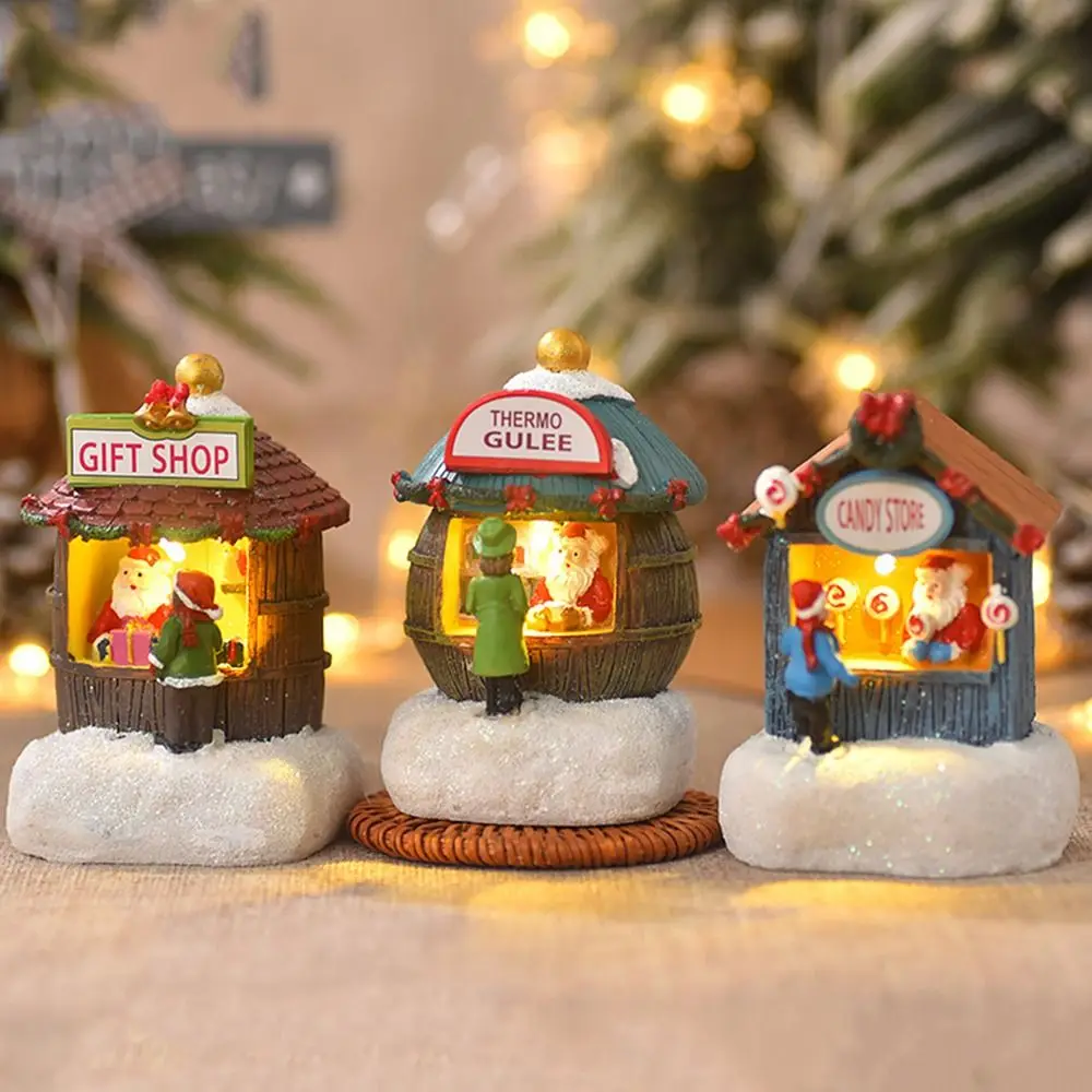 

Christmas Decorations Resin Houses LED Night Lights Ornaments Christmas Kid Gifts Microlandscape Ornament