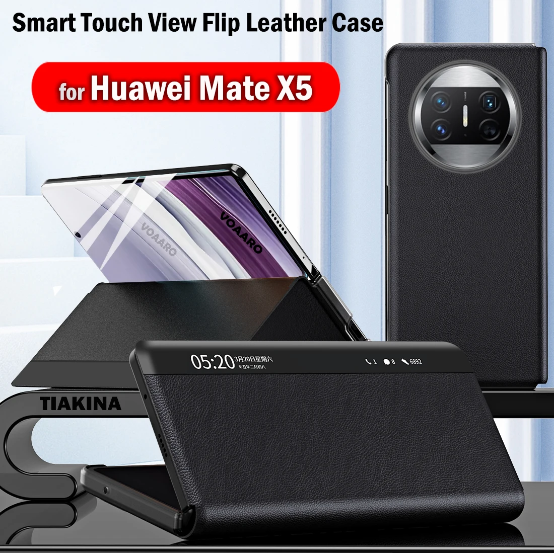 

Умный флип-чехол с окошком для сенсорного экрана для Huawei Mate X5, чехол для Huawei Mate X5, флип-чехол из искусственной кожи, противоударный чехол для телефона