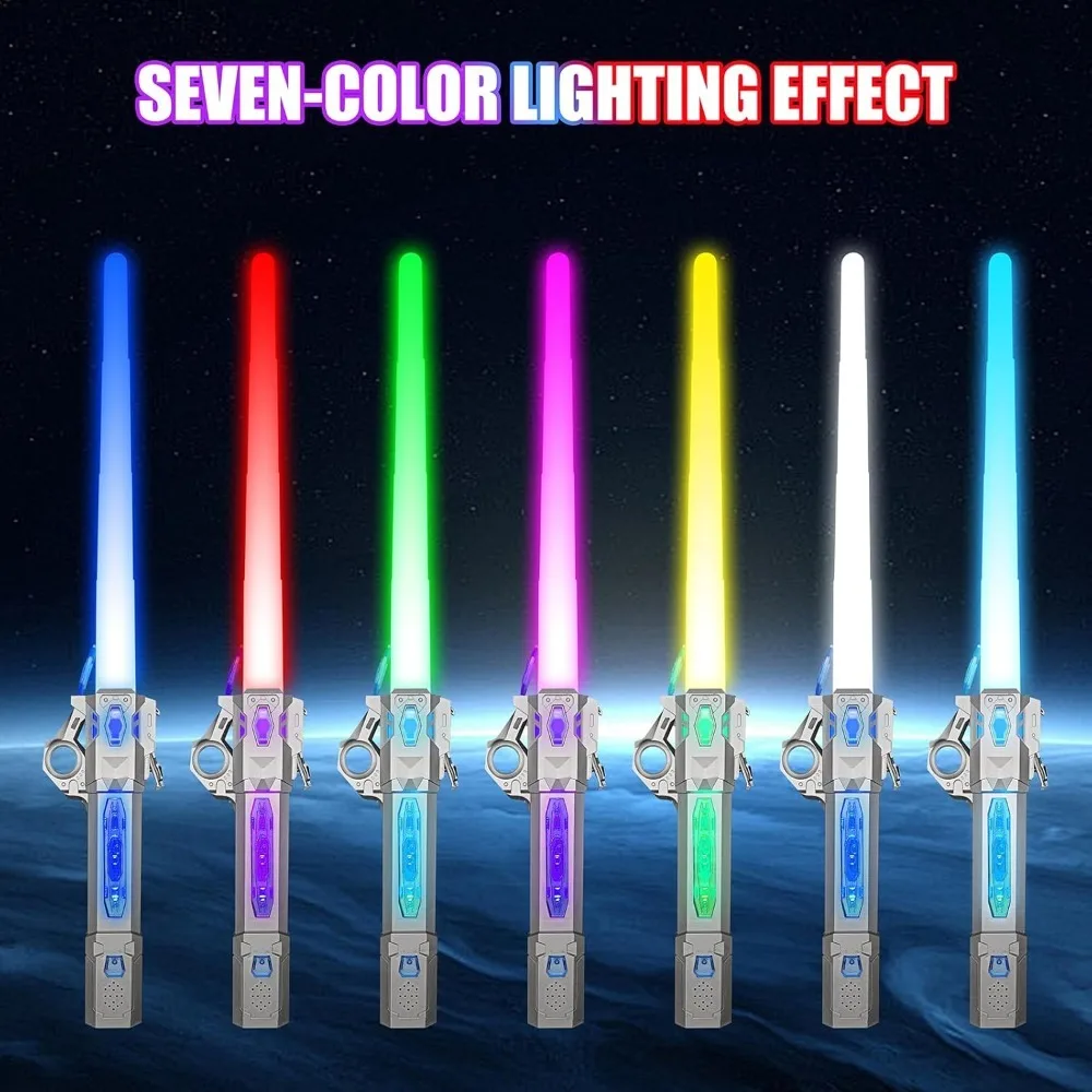 Laser Sword Children Colorful Glowing Telescopic Music 2-in-1 Rotating Decompression Toy