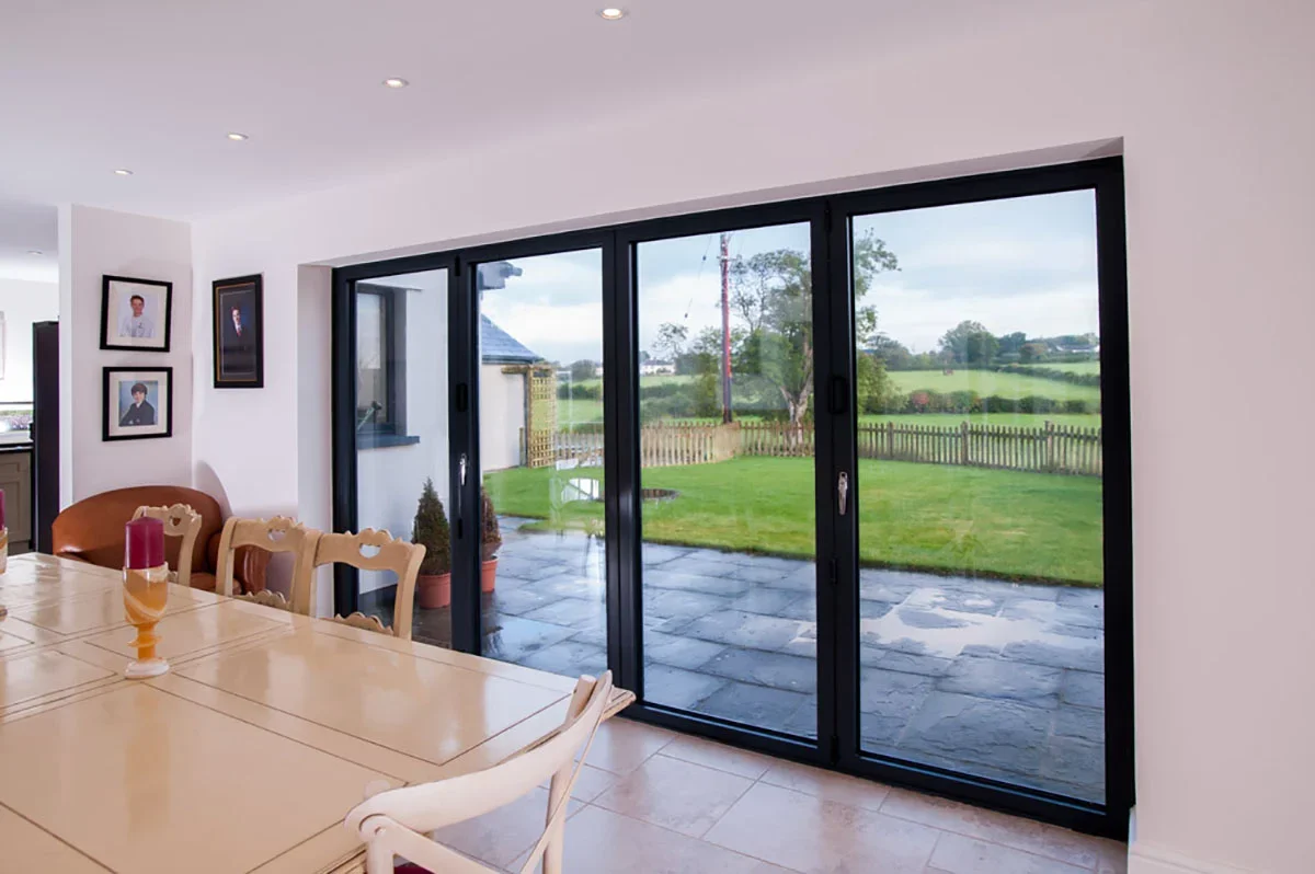 Soundproof Double Glazing Bi Folding Doors Energy Efficient Exterior Doors Aluminum Frame Balcony Partition Bifold Door