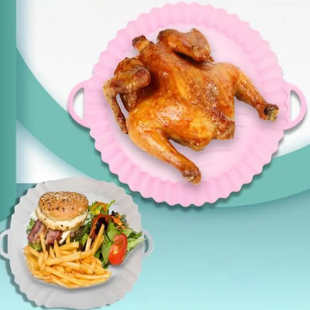 19.5cm Air Fryer Silicone Liner Food-Grade BPA Free High Temp Resistant Easy To Clean Square Baking Tray Air Fryer Accessories