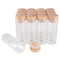12 pieces/lot 10ml 15ml 20ml 25ml 30ml 40ml 45ml 50ml 60ml Glass Bottles with Solid Wood Caps Spice Jars Vessels DIY Art Crafts 1