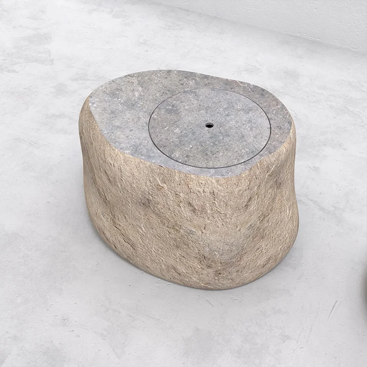 Nordic Style Live Edge Simple Unique Modern Low Side Stone Piers Stool Block Coffee Table for Living Room