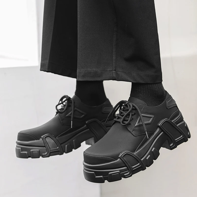 Men Platform Leather Shoes Formal Dress Shoes for Male Plus Size Party Wedding Office Work Slip on Business Casual Oxfords