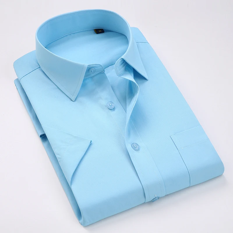 Summer Fashion Short Sleeve Dress Shirts Men's Business Formal Casual Social Button Up Shirts