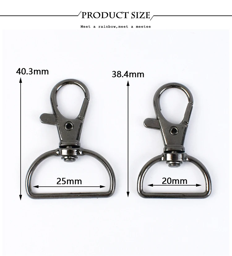 10/20/50/100Pcs Meetee 20/25มม.หัวเข็มขัดโลหะพวงกุญแจ Clasps  กุ้งก้ามกรามตะขอหมุนคลิป Snap Buckle กระเป๋า Carabiner อุปกรณ์เสริม